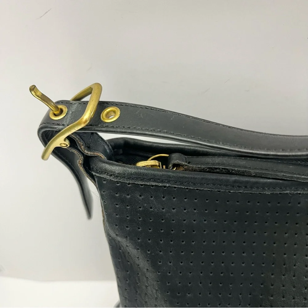 Coach Legacy 9218 Black Perforated Leather Shoulder Bag